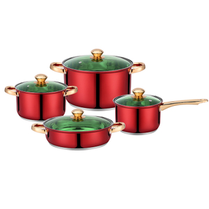 Goldensea New Design Factory Price 8pcs Stainless Steel Cookware Set Kitchen Frying Pan With Color Coating