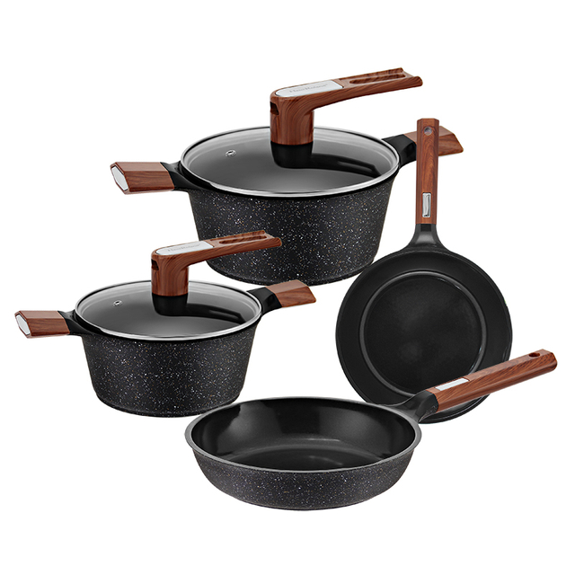 Goldensea Wholesaler Price 8pcs Non-Stick Aluminum Cookware Set Factory Price With Fr'ying Pan