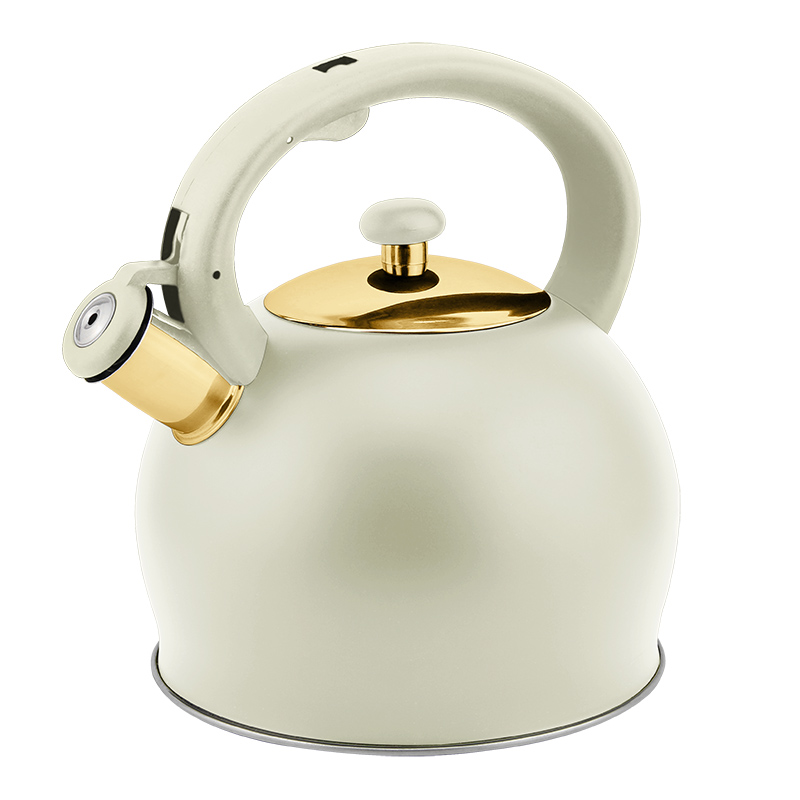 Hausroland Gold Thread Stainless Steel Stovetop Whistling Tea Kettle with Whistle