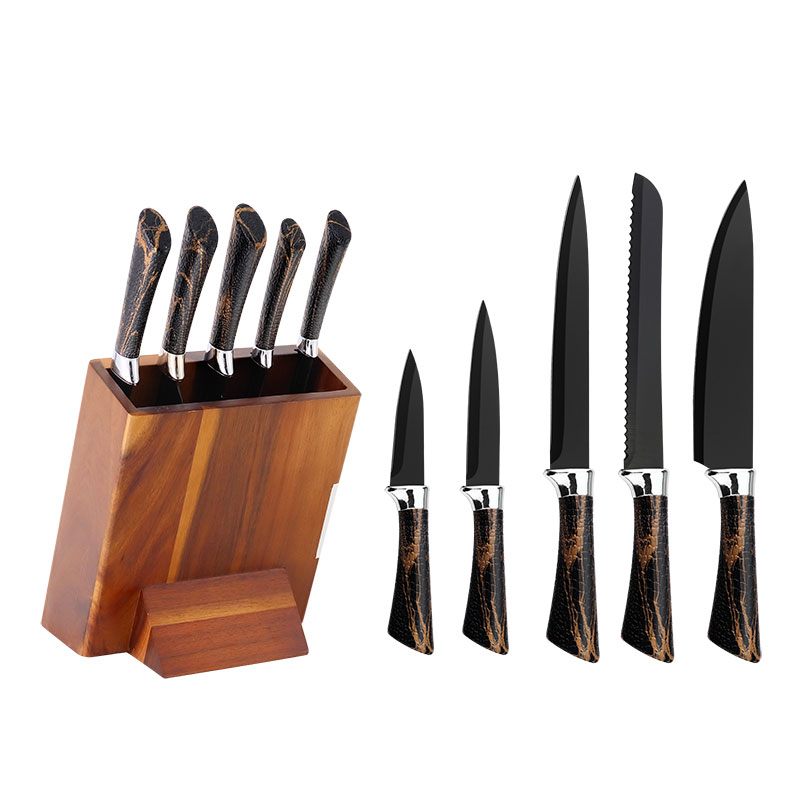 Asian Best Stainless Steel Knife Set Kitchen Knives Set with Wooden Acacia Stand with Steak Knives