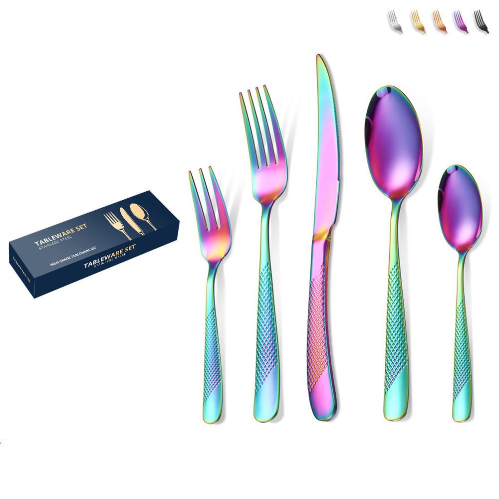 24pcs Customised Golden Travel Camping Portable Stainless Steel Cutlery Set
