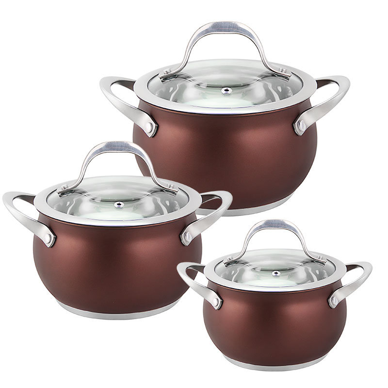 Goldensea 6pcs Stainless Steel Casserole Set Kitchen Cookware Induction Cooking Pot With Color Coating