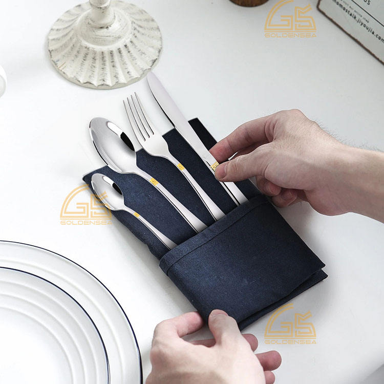 Steak Knife Set and Fork Cutlery Stainless Steel Embossed Hand Polish Stainless Steel Cutlery Set