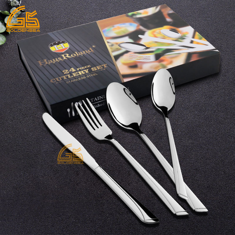 Indonesia Eco-friendly Spoons Set 24 Pcs Stainless Steel Cutlery 304 or 18-10ss Flatware Set