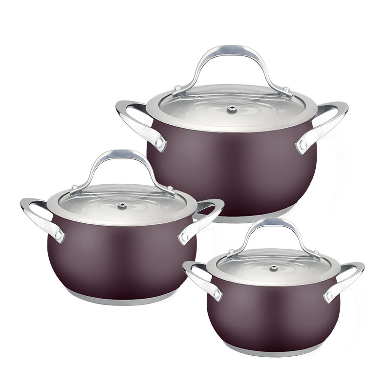 Goldensea 6pcs Stainless Steel Casserole Set Kitchen Cookware Induction Cooking Pot With Color Coating