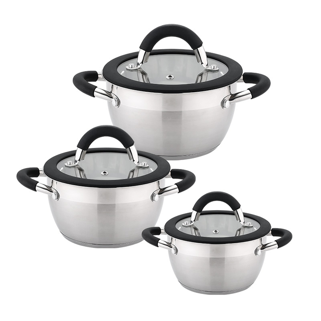 Goldensea 10pcs Stainless Steel Cookware Set Induction Casserole Pot Saucepan With Silicone.