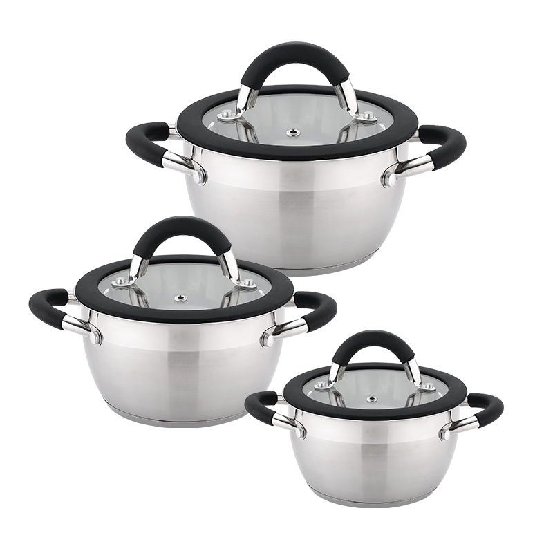 Goldensea 10pcs Stainless Steel Cookware Set Induction Casserole Pot Saucepan With Silicone.