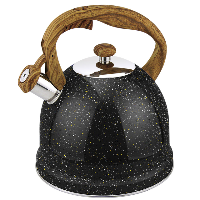 Goldensea Capacity 3.0L Stainless Steel Whistling Water Tea Kettle Marble Color Coating With Nylon Handle