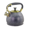 Goldensea New Design Stainless Steel Whistling Kettle Marble Color Coating Stove Top Tea Pot With Zinc-alloy Handle