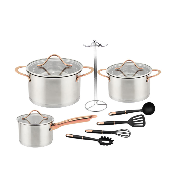 Goldensea Stainless Steel Cookware Set Frying Pan Kitchen Tools With Gold Color Coating