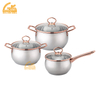 Goldensea Hight Level Quality Stainless Steel Casserole Set With Saucepan Cookware Set With Rose Gold Color Coating