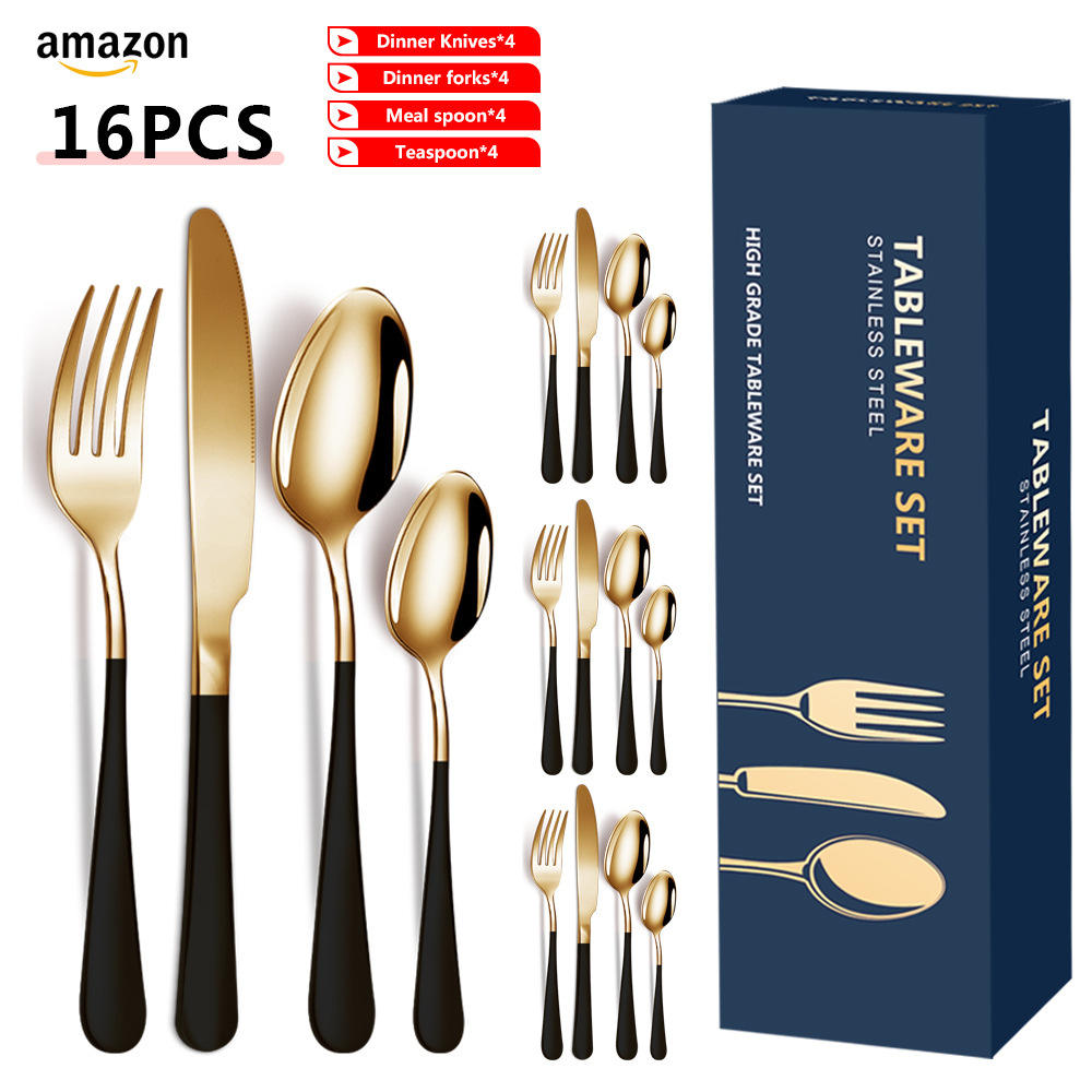 Kitchen Luxury High Quality Gold Spoon and Fork Set Stainless Steel Cutlery Set for Wedding