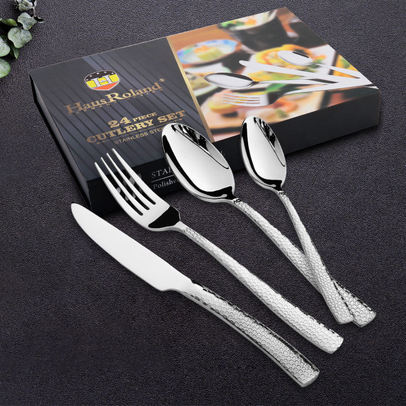 Vintage Cutlery Set German 18/10 Stainless Steel Cutlery Luxury Gold Handle Spoon and Knife with case