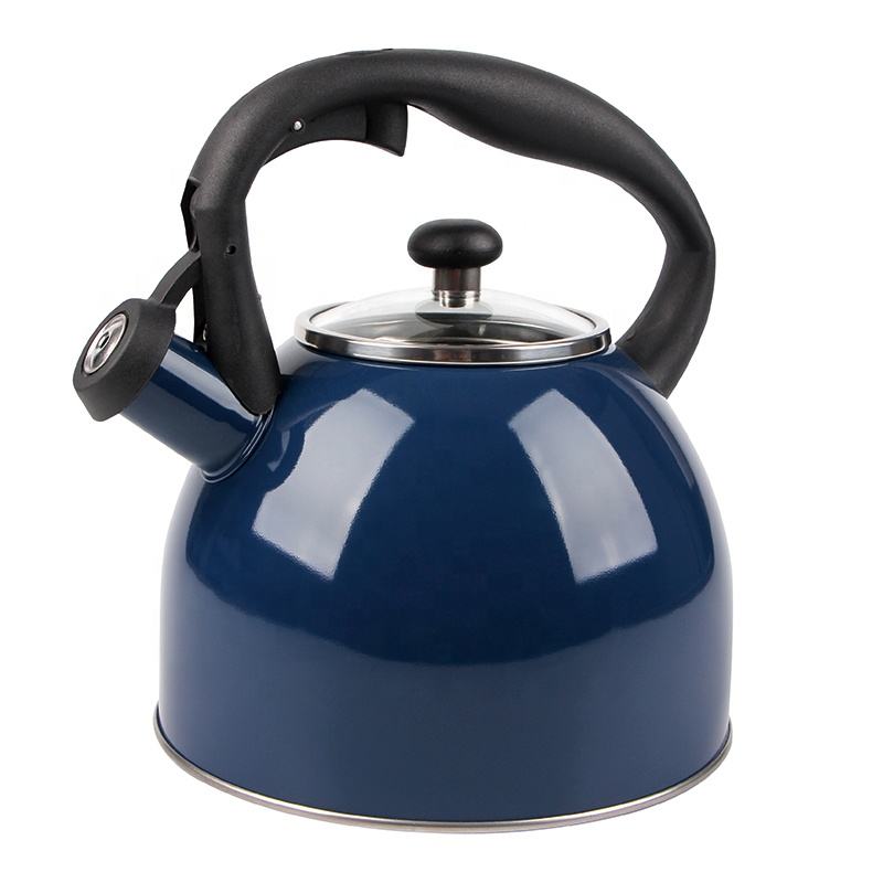 New Design 3L Color Coating Stainless Steel Stove Top Whistle Kettle Whistling Tea Pot with Glass Lid