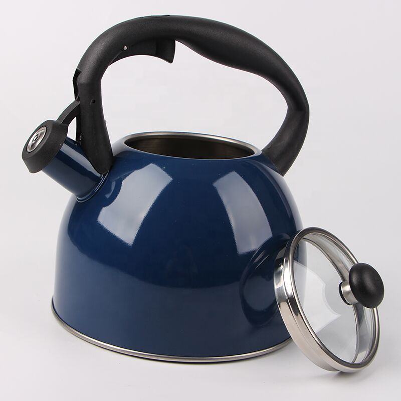 New Design 3L Color Coating Stainless Steel Stove Top Whistle Kettle Whistling Tea Pot with Glass Lid