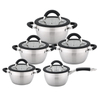 Goldensea 10pcs Stainless Steel Cookware Set Induction Casserole Pot Saucepan With Silicone.