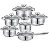 Goldensea Hot Sale 12pcs Stainless Steel Cookware Set Induction Casserole Pan Frying Pot With Saucepan