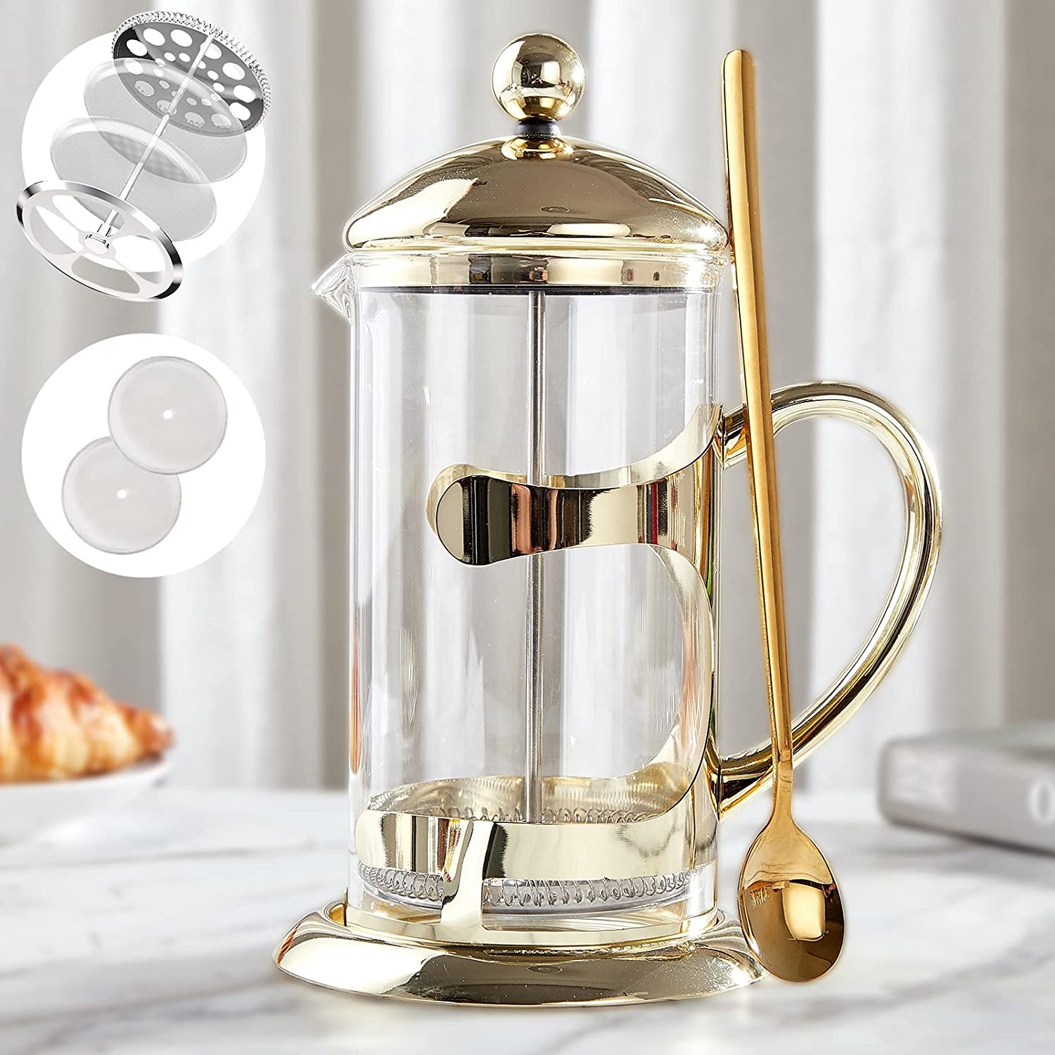 Goldensea 600ML/800ML/1000ML French Press Coffee Tea Maker 