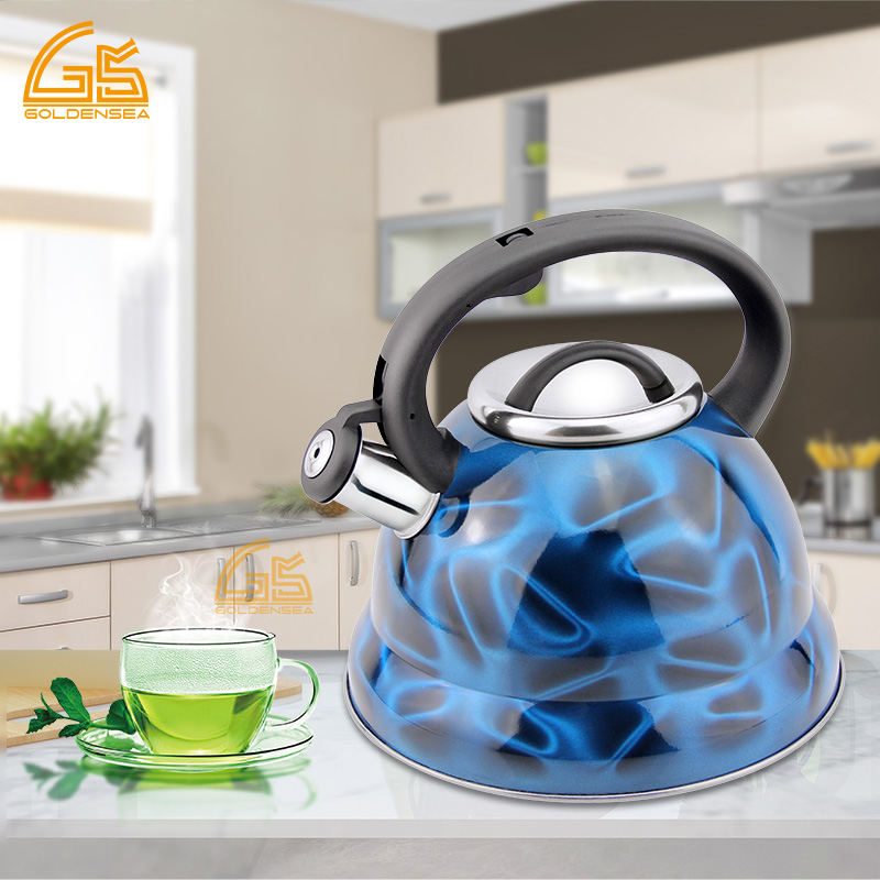 Goldensea Stainless Steel Whistling Kettle Color Coating Stove Top Tea Pot.