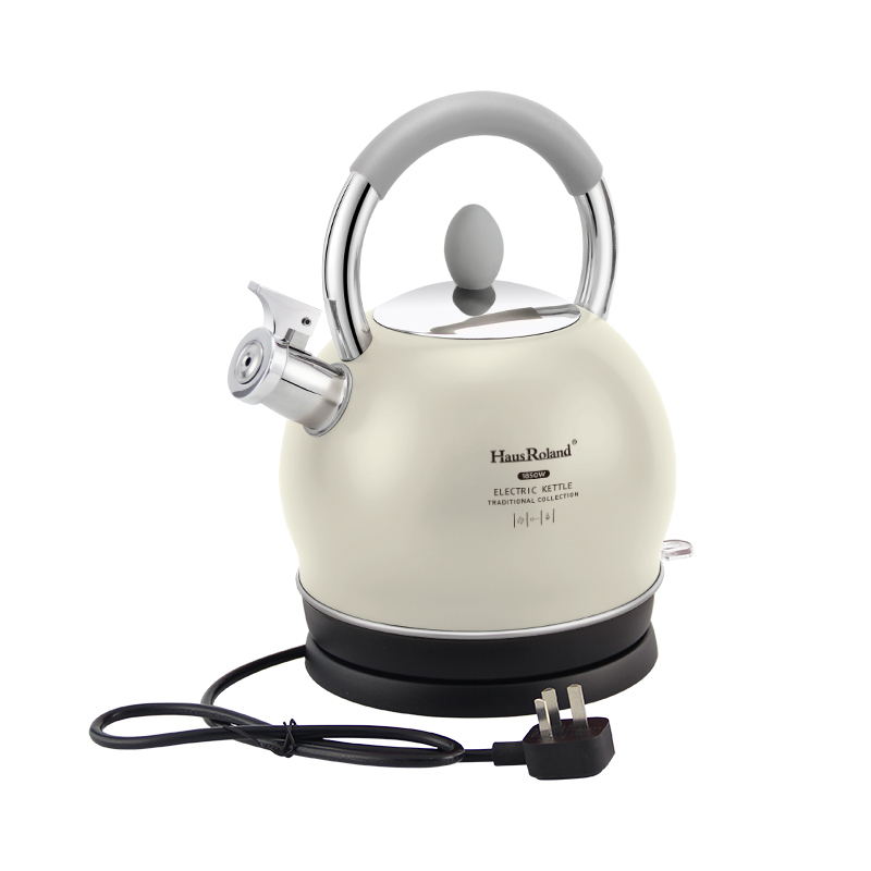 Goldensea New Design Electric Stainless Steel Whistling Kettle Water Tea Pot With 360-Degree Rotating Charging Base