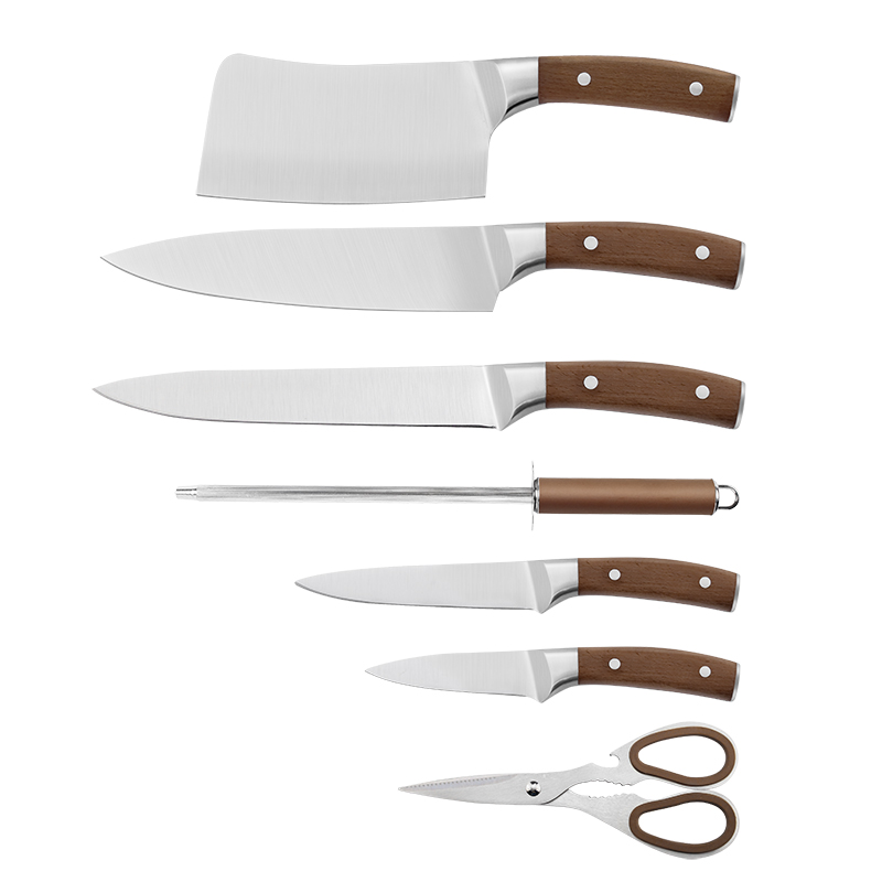 Design Wholesale Price High Quality Carbon Steel Stainless Steel Coating Block Knife Set with Magnetic Wooden Wood 