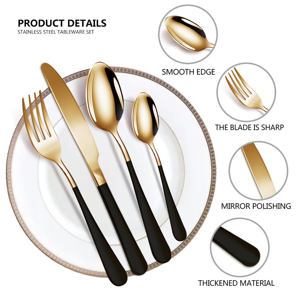 Kitchen Luxury High Quality Gold Spoon and Fork Set Stainless Steel Cutlery Set for Wedding