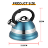 Goldensea Wholesaler Sky-Blue Color Coating Stainless Steel Whistling Water Tea Ketle Stove Top Teapot with Nylon Handle