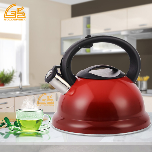 Goldensea Gradient Color Coating Stainless Steel Whistling Kettle Stove Top Tea Pot with Nylon Handle