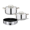 Goldensea Factory Price New 5pcs Design Triply Stainless Steel Cookware Set Casserole Pot With Non Stick Frying Pan