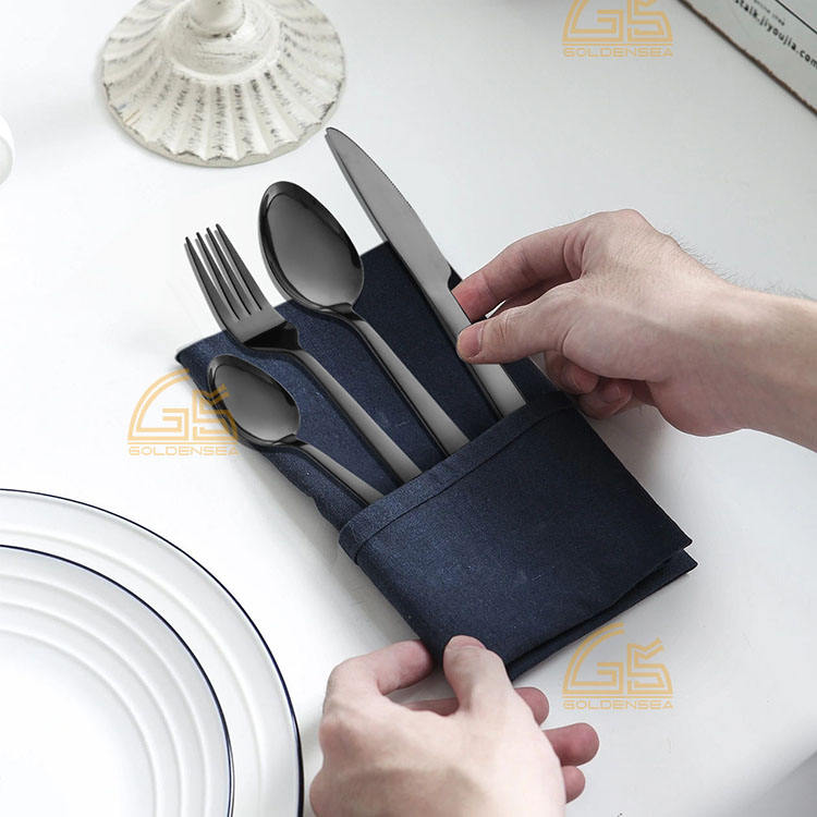 Jogo De Talher Preto Completo Flatware Set Customize logo 30 Piece Black Stainless Steel Cutlery Set