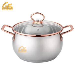 Goldensea Hight Level Quality Stainless Steel Casserole Set With Saucepan Cookware Set With Rose Gold Color Coating