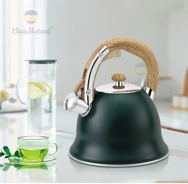 Goldesea Stainless Steel Whistling Kettle Color Coating Stove Top Teapot With Zinc-Alloy Handle