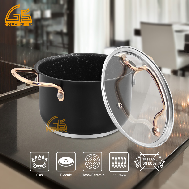 Goldensea ODM/ODM Factory Price 6pcs Stainless Steel Casserole Set Factory Cooking Pot Producer with Color Coating