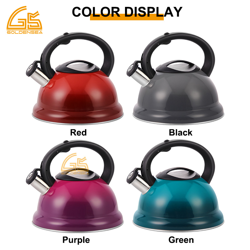 Goldensea Gradient Color Coating Stainless Steel Whistling Kettle Stove Top Tea Pot with Nylon Handle