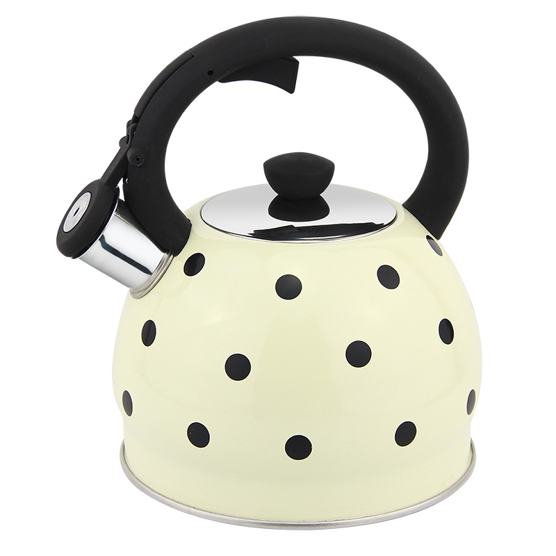 Hausroland Gold Thread Stainless Steel Stovetop Whistling Tea Kettle with Whistle