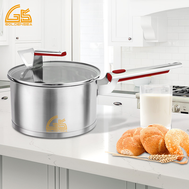 Goldensea Wholesale 8pcs Stainless Steel Cookware Set Casserole Pot Factory Sacuepan Producer With Zinc-alloy Handle