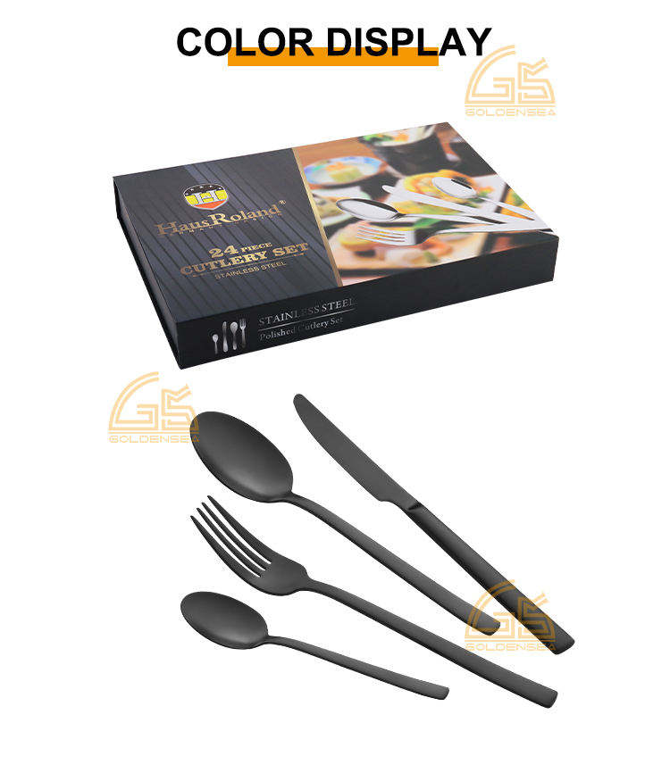 Jogo De Talher Preto Bulk Luxury Matte Black Modern Style Stainless Steel Cutlery Set for Restaurant