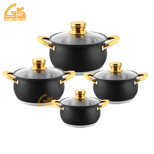 Goldensea Factory Price 8pcs Stainless Steel Casserol Set Induction Cookware Set Color Coating