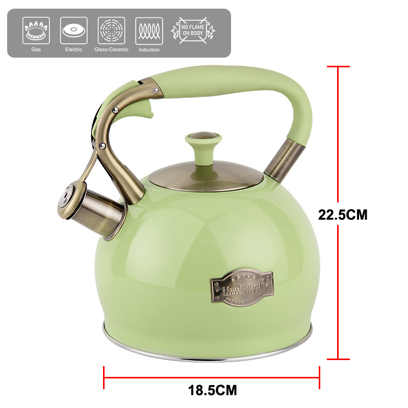 Goldensea Stainless Steel Whistling Water Tea Kettle 5 layer Induction Stove Top Teapot With Zinc-alloy Handle