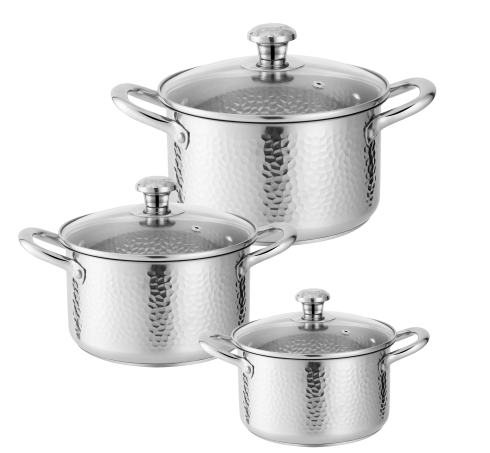 Factory Stainless Steel 6pcs Nonstick Cookware Sets Kitchen Cooking Pot Soup Pot with Gold Handle