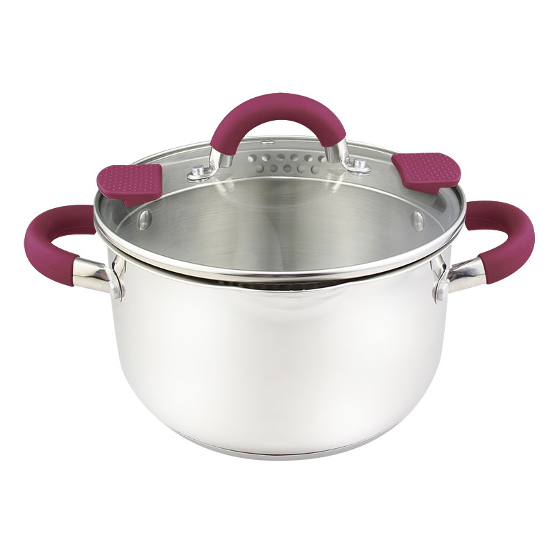 Goldensea Manufacturer Wholesale Price 8pcs Stainless Steel Cookware Set Induction Casserole Pot With Silcone Handle