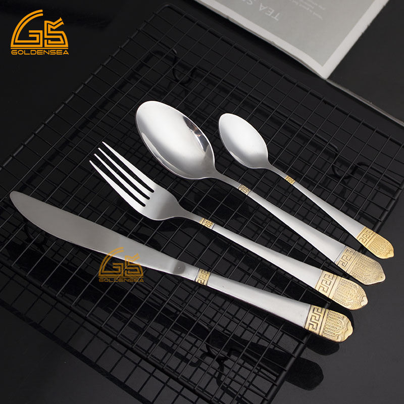 Steak Knife Set and Fork Cutlery Stainless Steel Embossed Hand Polish Stainless Steel Cutlery Set
