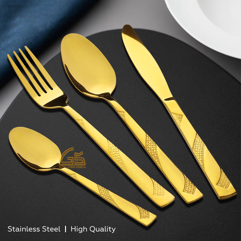 Conjunto De Talheres Gold Cutlery Flatware Set Spoons 24pcs Stainless Steel Cutlery Set in 2024