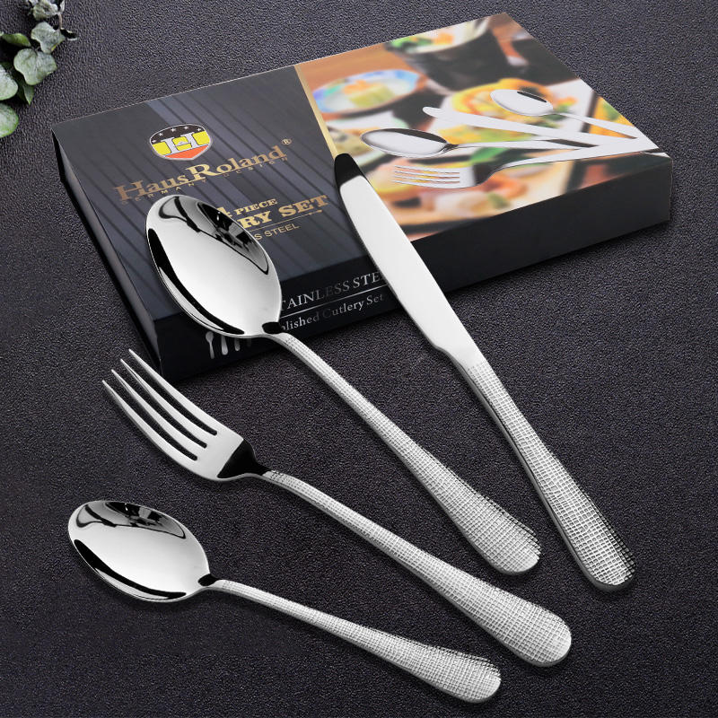 Silverware Cutlery Set Spoon and Fork Knife Set Food Grade Stainless Steel Cutlery with Stand
