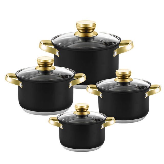 Goldensea 8pcs Stainless Steel Cookware Set Manufacturer Induction Cooking Casserole Pot with Color Coating