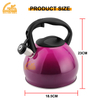 Goldensea Stainless Steel Whistling Water Tea Kettle Nylon Handle Stove Top Teapot With Gradient Color Coating.