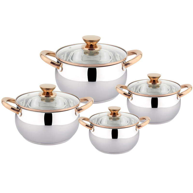 Goldensea 8pcs Stainless Steel Cookware Set Factory Induction Casserole Pot Manufacturer With Hollow Handle