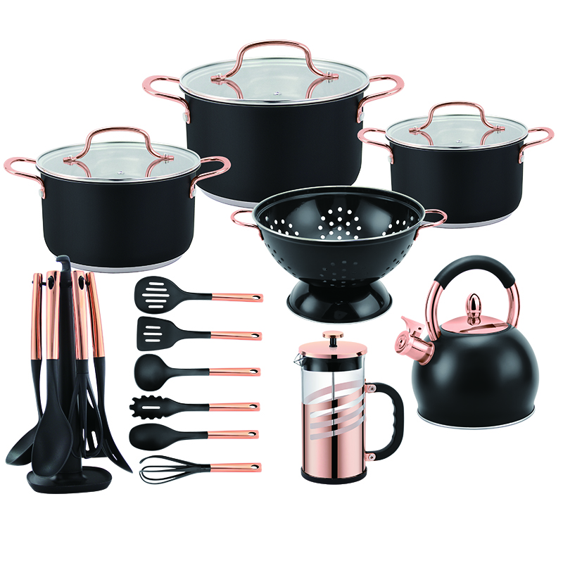 Goldensea New Design 26pcs Stainless Steel Cookware Set Kitchenware Set With Gold Color Coating