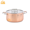 Goldensea Hight Quality Triply Gold Color Coating Stainless Steel 304 Cookware Set Factory Hammered Sharpe Casserole With Frying Pan.