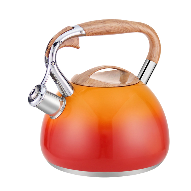 Goldensea New Design Stainless Steel Whistling Kettle Stove Top Tea Pot With Gradient Color Coating.